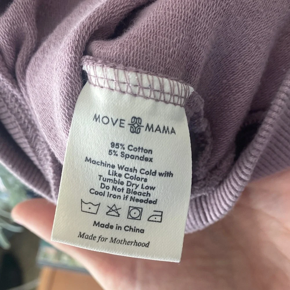 Women's Nursing Movemama Dusty Lavender Crewneck Sweater with White Trim - Picture 6 of 6